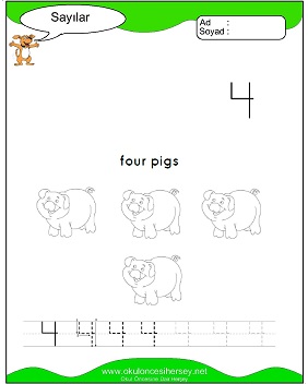 okul öncesi 1 sayısı çizgi çalışması